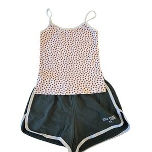 Brandy Melville Strawberry Print‎ Tank Top & New York Shorts Set